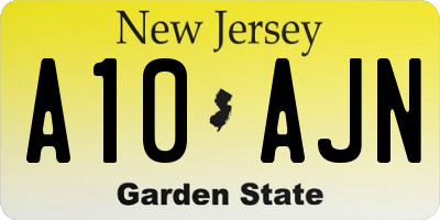 NJ license plate A10AJN