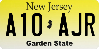 NJ license plate A10AJR