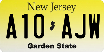 NJ license plate A10AJW