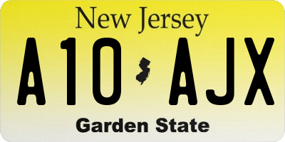 NJ license plate A10AJX