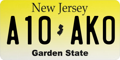 NJ license plate A10AKO
