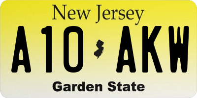 NJ license plate A10AKW