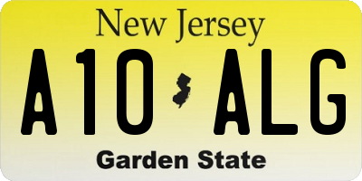 NJ license plate A10ALG