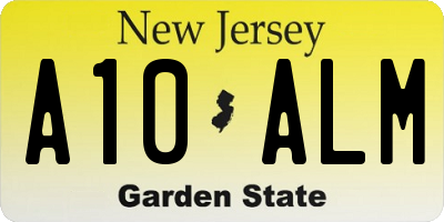 NJ license plate A10ALM