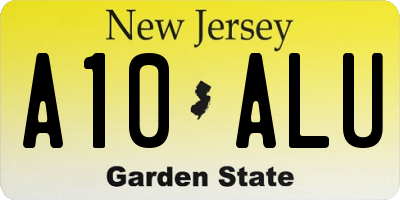 NJ license plate A10ALU