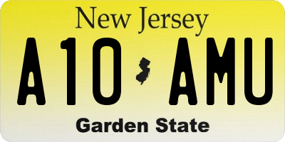 NJ license plate A10AMU