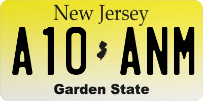 NJ license plate A10ANM