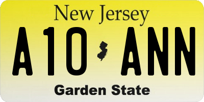 NJ license plate A10ANN
