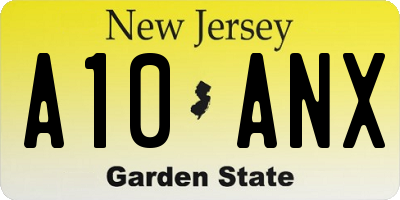 NJ license plate A10ANX