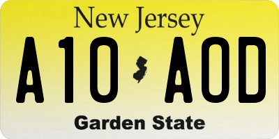 NJ license plate A10AOD
