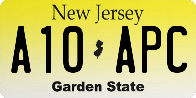 NJ license plate A10APC