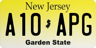 NJ license plate A10APG