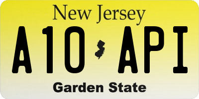 NJ license plate A10API