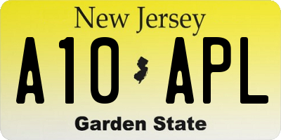 NJ license plate A10APL