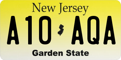 NJ license plate A10AQA
