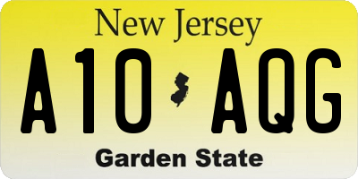 NJ license plate A10AQG