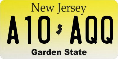 NJ license plate A10AQQ