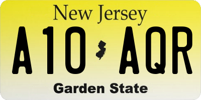 NJ license plate A10AQR