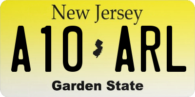 NJ license plate A10ARL