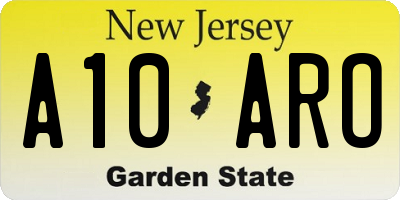 NJ license plate A10ARO