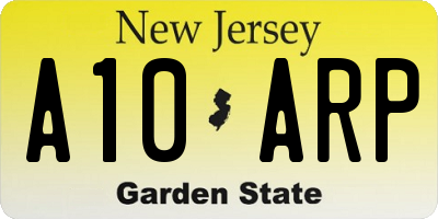 NJ license plate A10ARP