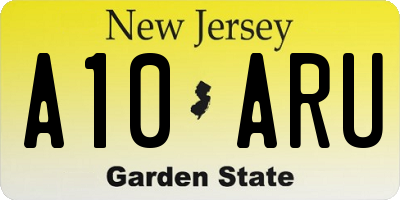 NJ license plate A10ARU