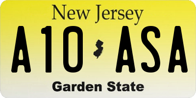 NJ license plate A10ASA