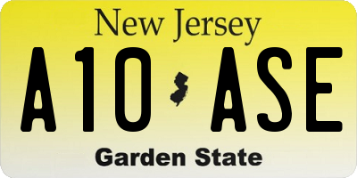 NJ license plate A10ASE