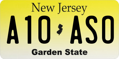 NJ license plate A10ASO