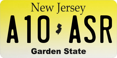 NJ license plate A10ASR