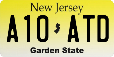 NJ license plate A10ATD