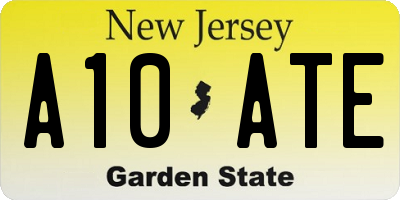 NJ license plate A10ATE