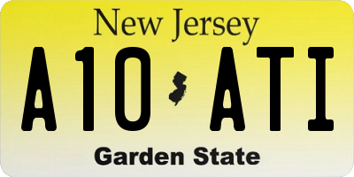 NJ license plate A10ATI