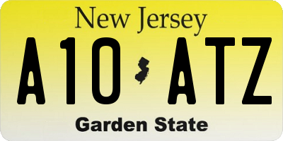 NJ license plate A10ATZ