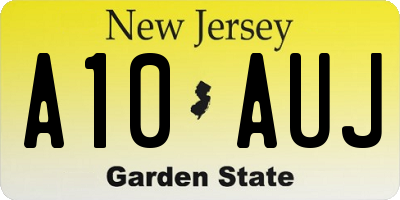 NJ license plate A10AUJ