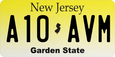 NJ license plate A10AVM