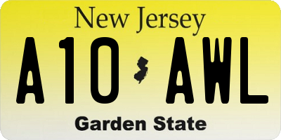 NJ license plate A10AWL