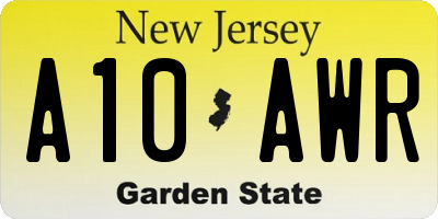 NJ license plate A10AWR