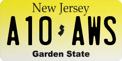 NJ license plate A10AWS