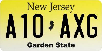 NJ license plate A10AXG