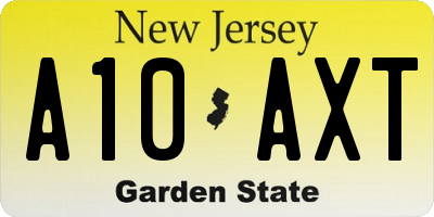 NJ license plate A10AXT