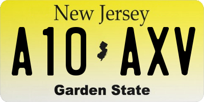 NJ license plate A10AXV