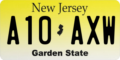 NJ license plate A10AXW