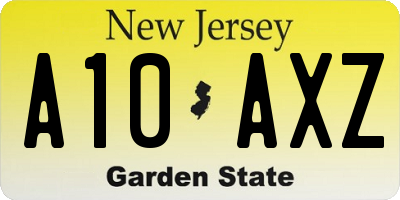 NJ license plate A10AXZ