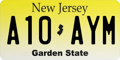 NJ license plate A10AYM
