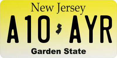 NJ license plate A10AYR