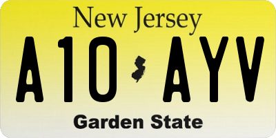 NJ license plate A10AYV