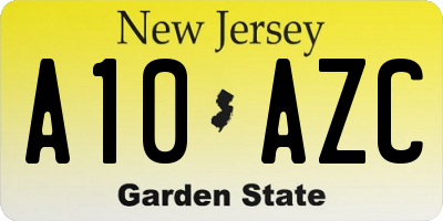 NJ license plate A10AZC