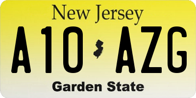 NJ license plate A10AZG