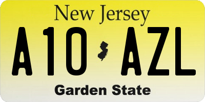 NJ license plate A10AZL